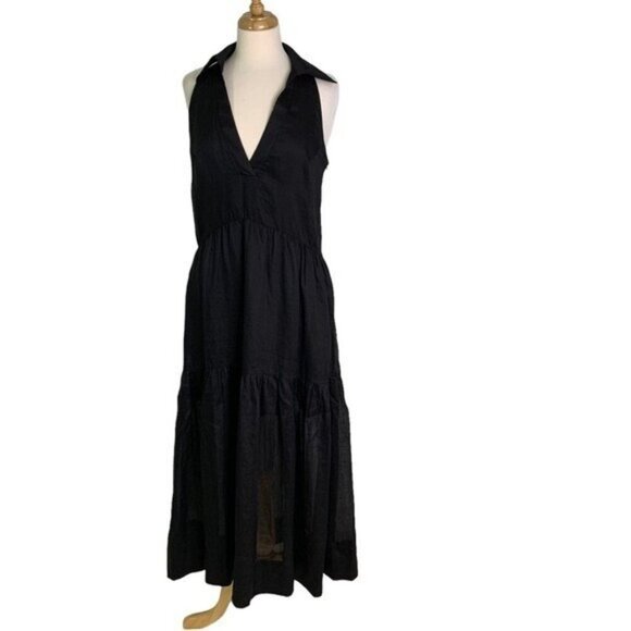NWT Nicholas Halo Collared Halter Neck Backless Maxi Dress Black size 6 - Picture 3 of 13